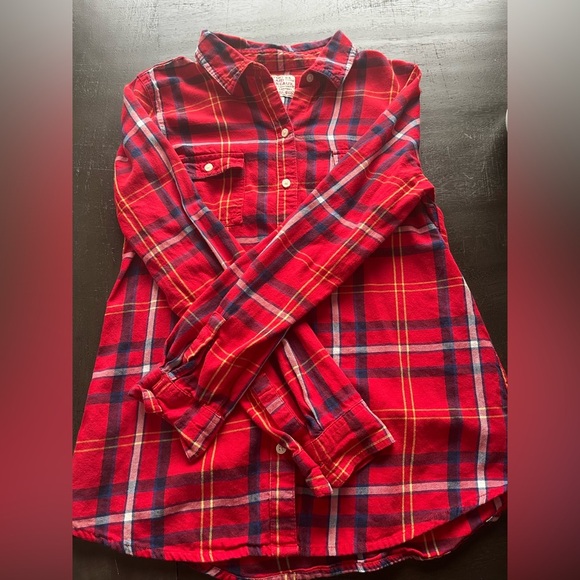 Vintage Old Navy Red Plaid Flannel Shirt XS 100% Cotton Cozy Classic Y2K - Picture 4 of 7